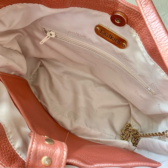 Botkier Metallic Leather Trigger Satchel Shoulder Bag Salmon Pink - Picture 11 of 16